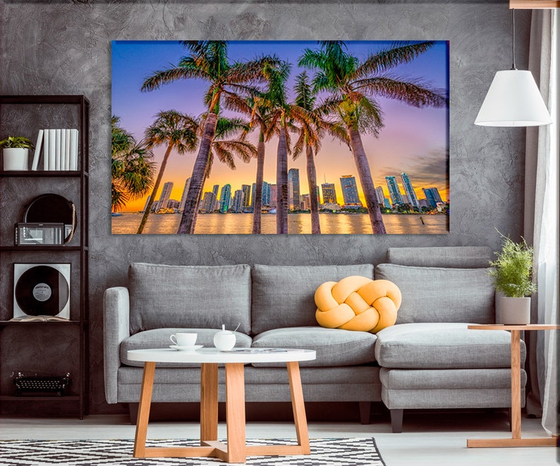 Miami wall art Miami canvas Miami wall decor Miami home decor Etsy
