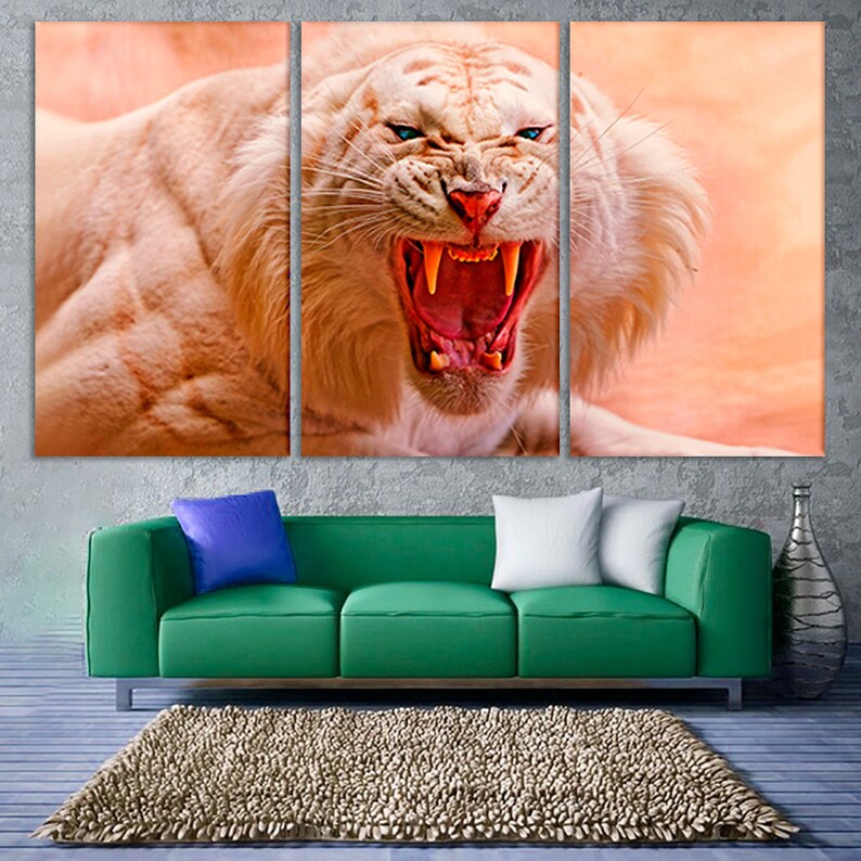 Tiger Wall Art White Tiger Canvas Tiger Canvas Art Tiger Home Etsy