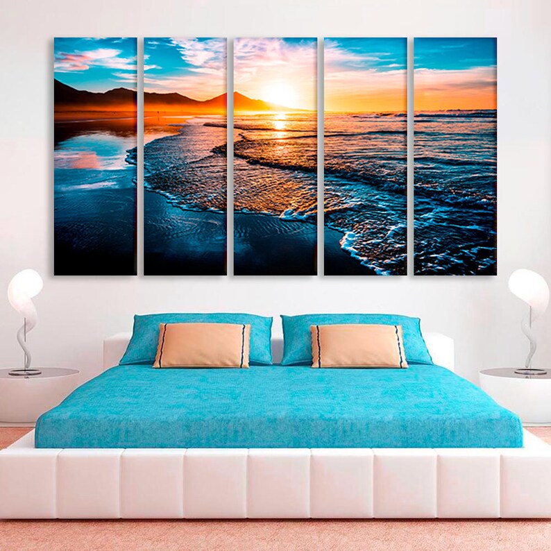 Sunset Canvas Ocean Art Ocean Print Canvases Set of Sea Ocean Etsy