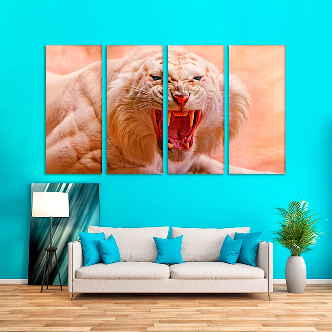 Tiger Wall Art White Tiger Canvas Tiger Canvas Art Tiger Home Etsy
