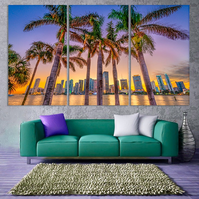 Miami Wall Art Miami Canvas Miami Wall Decor Miami Home Decor Etsy