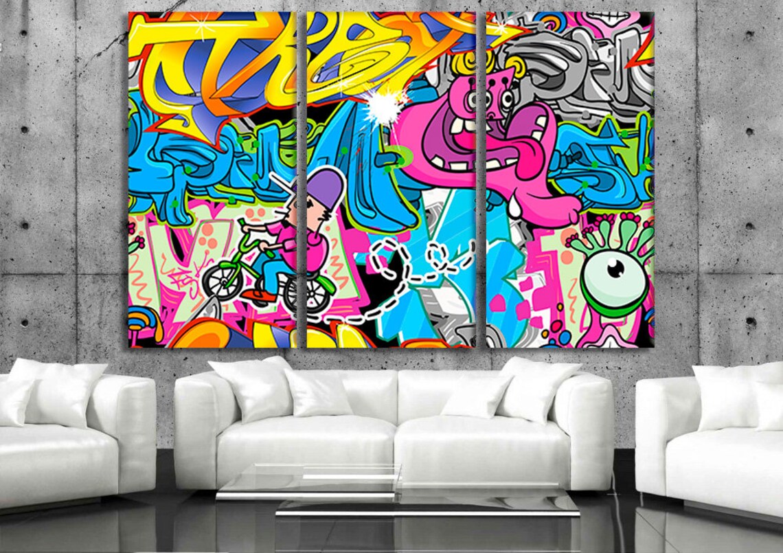 Graffiti Canvas Urban Art Urban Wall Art Colorful Print - Etsy
