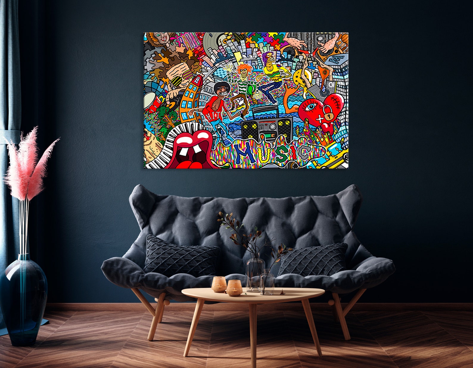 Music Collage Canvas Wall Art Modern Art Canvas Gift Brick Etsy
