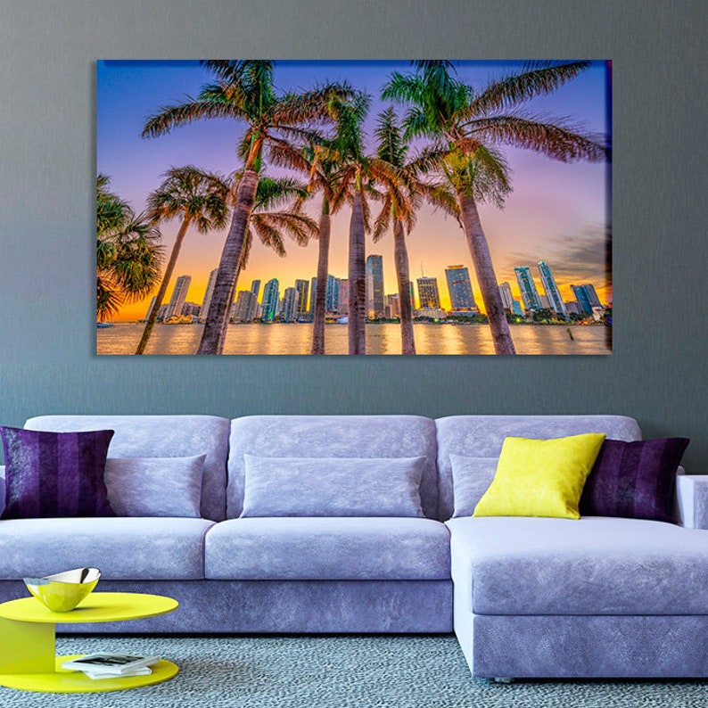 Miami wall art Miami canvas Miami wall decor Miami home decor Etsy