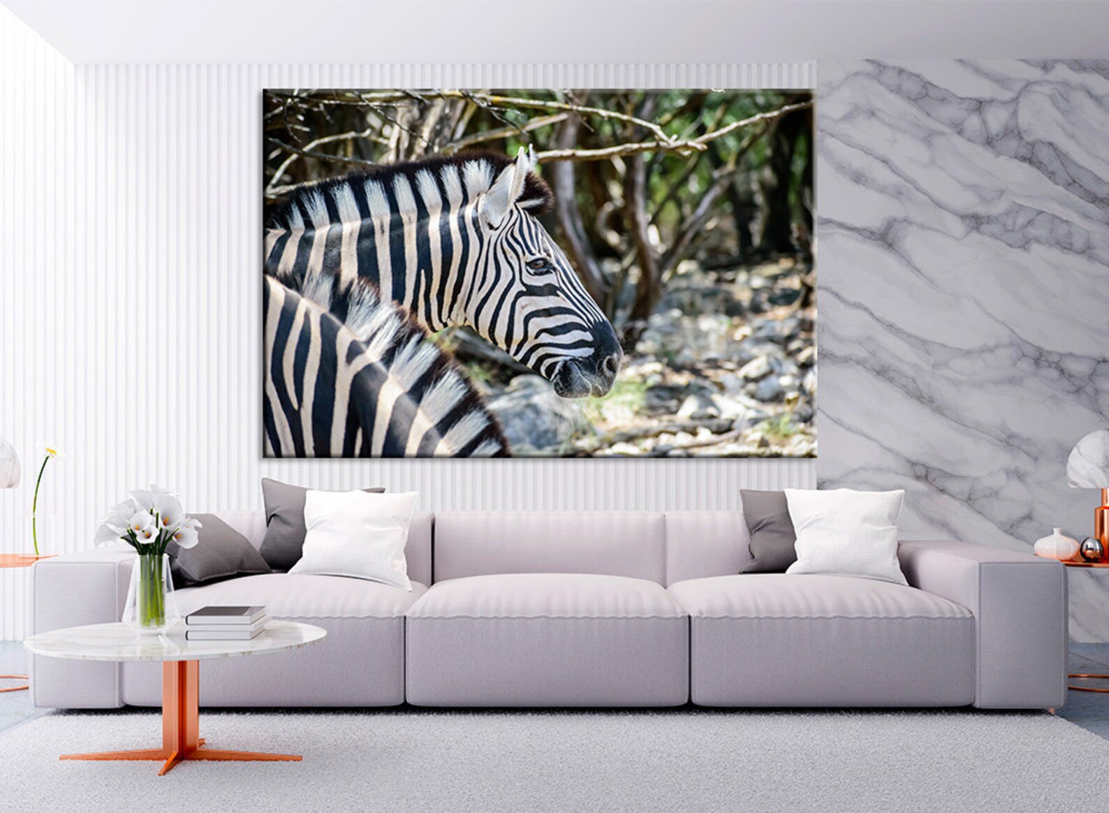Zebra on Canvas Wall Art Zebra Print Zebra Split Wall Art Etsy