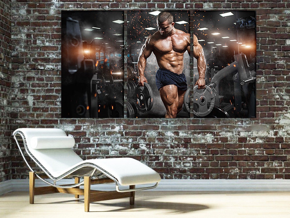 Gym Wall Art Gym Canvas Gym Wall Decor Canvas Set of Gym Gym Etsy