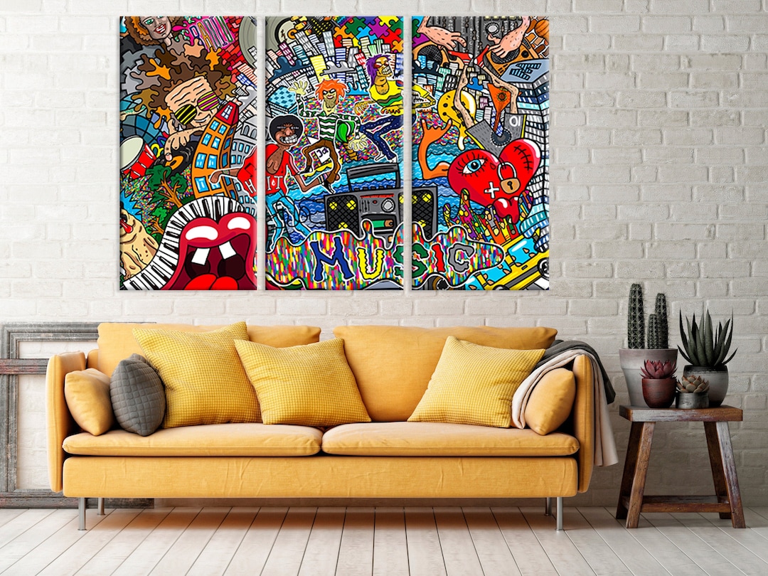 Music Collage Canvas Wall Art Modern Art Canvas Gift Brick Etsy