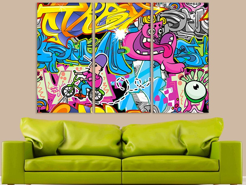 Graffiti Canvas Urban Art Urban Wall Art Colorful Print Etsy