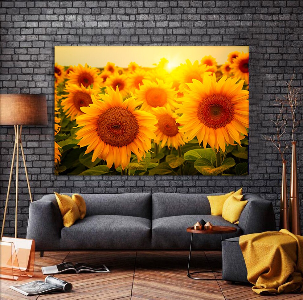 Sunflower Wall Decor Sunflower Canvas Sunflower Decor Etsy
