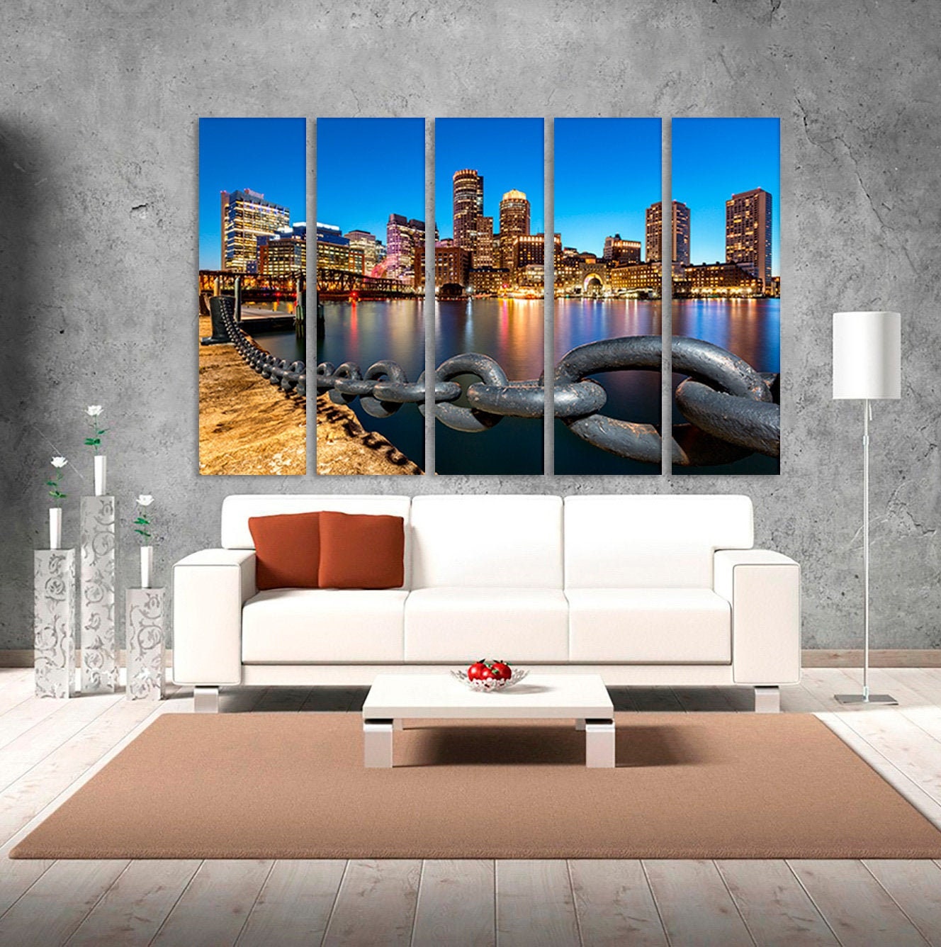 Boston Skyline Boston Wall Art Boston Wall Decor Boston Etsy