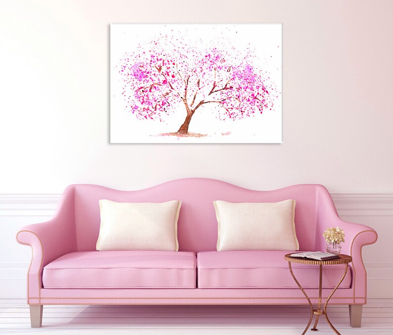 Cherry Tree poster, Nature decoration, Wall art print, Landscape poster, Art print, Cherry Tree canvas, Tree print, Cherry Tree Blossom, Art image 2