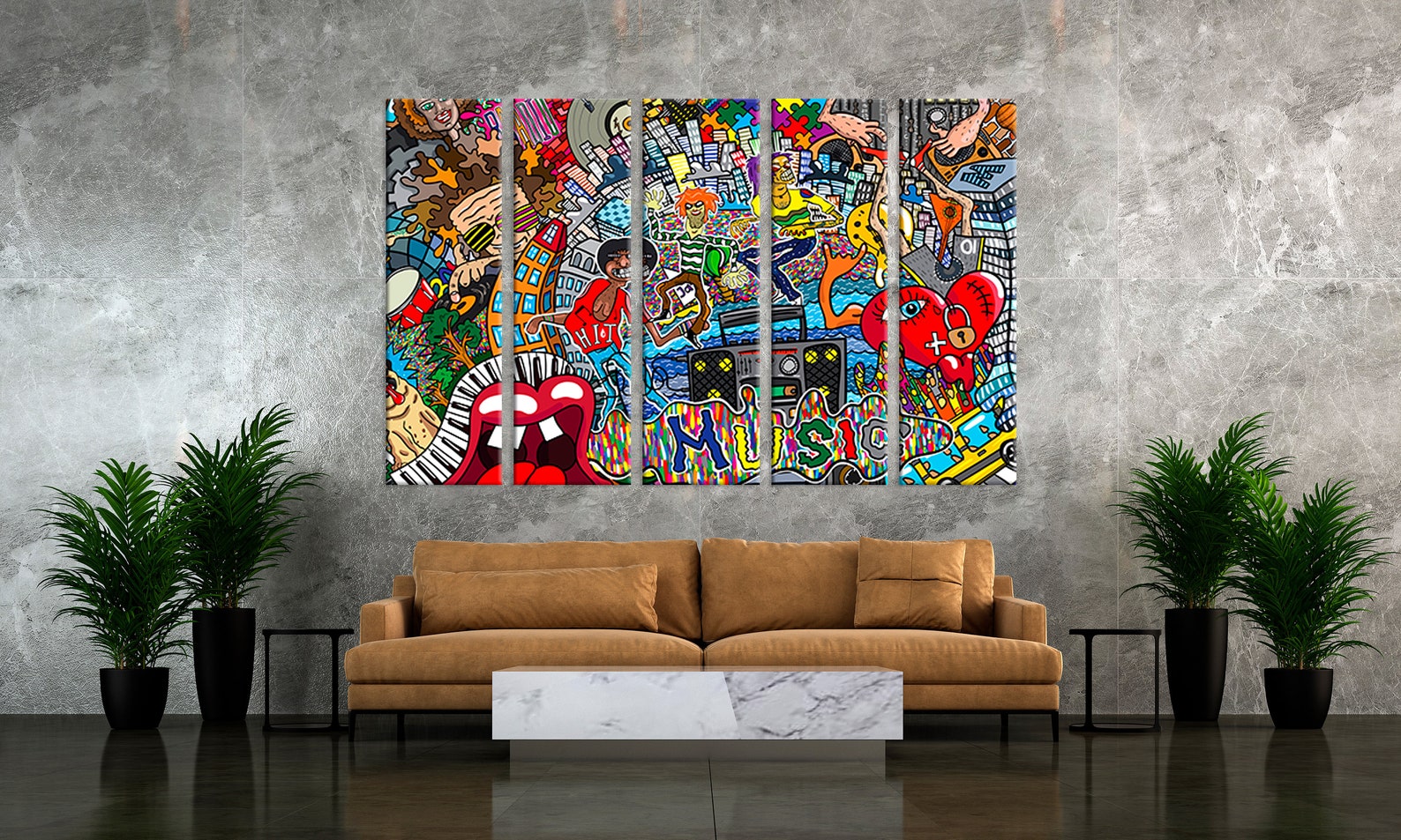 Music Collage Canvas Wall Art Modern Art Canvas Gift Brick Etsy