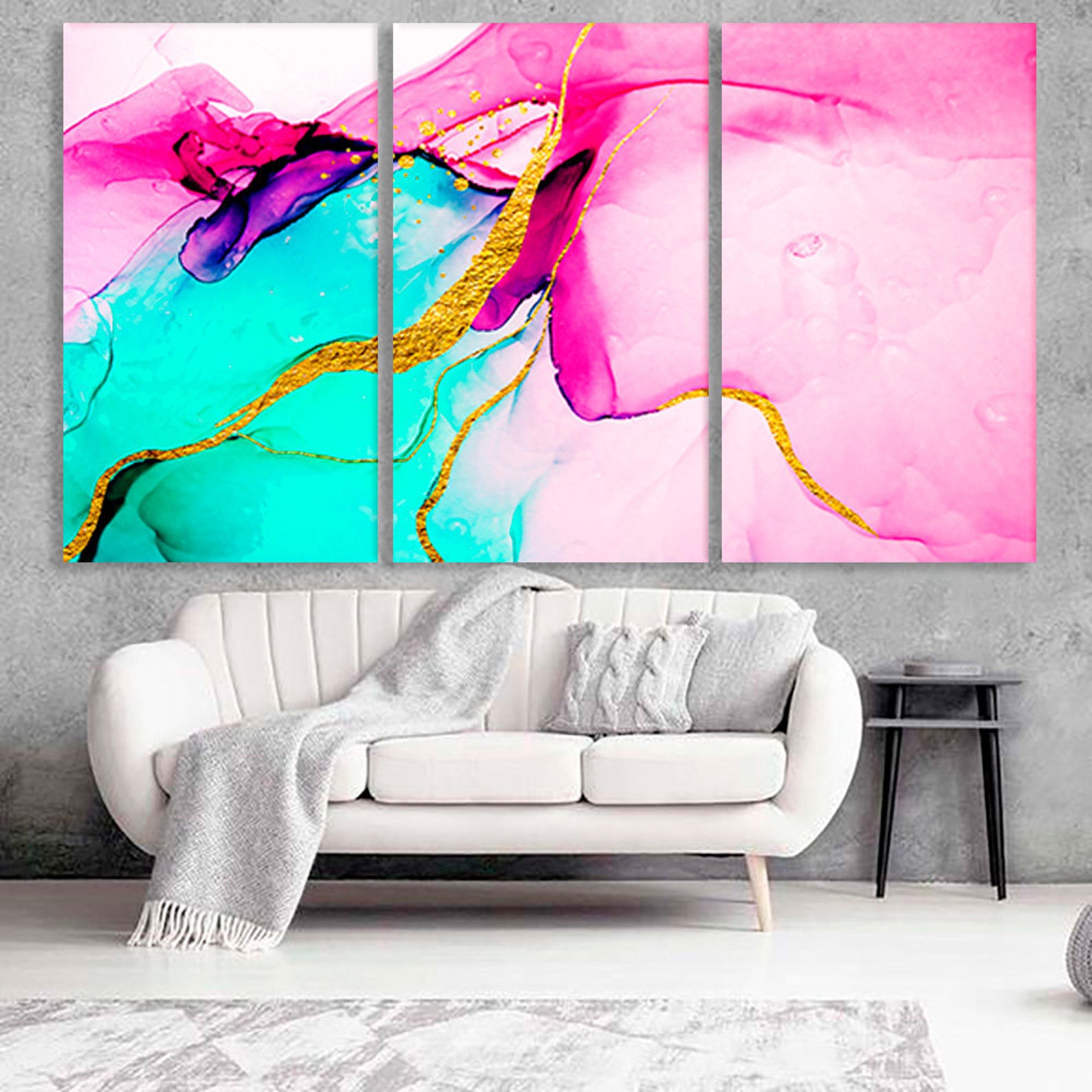 Pink artwork Marble wall art Abstract canvas art Abstract Etsy