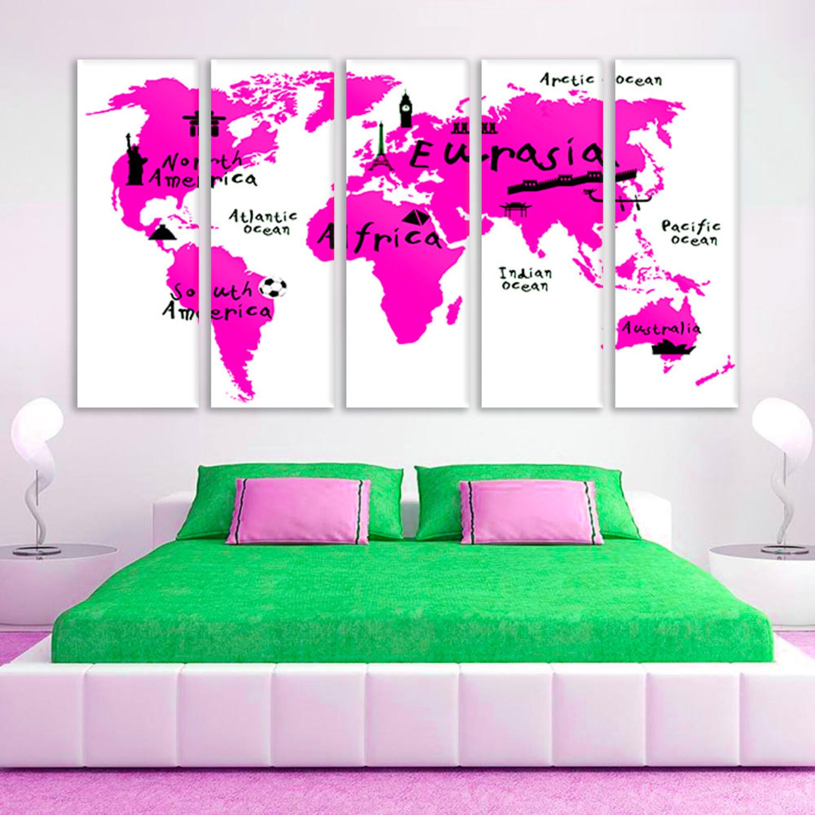 World Map Decor Nursery Wall Art Nursery Decor World Map Etsy