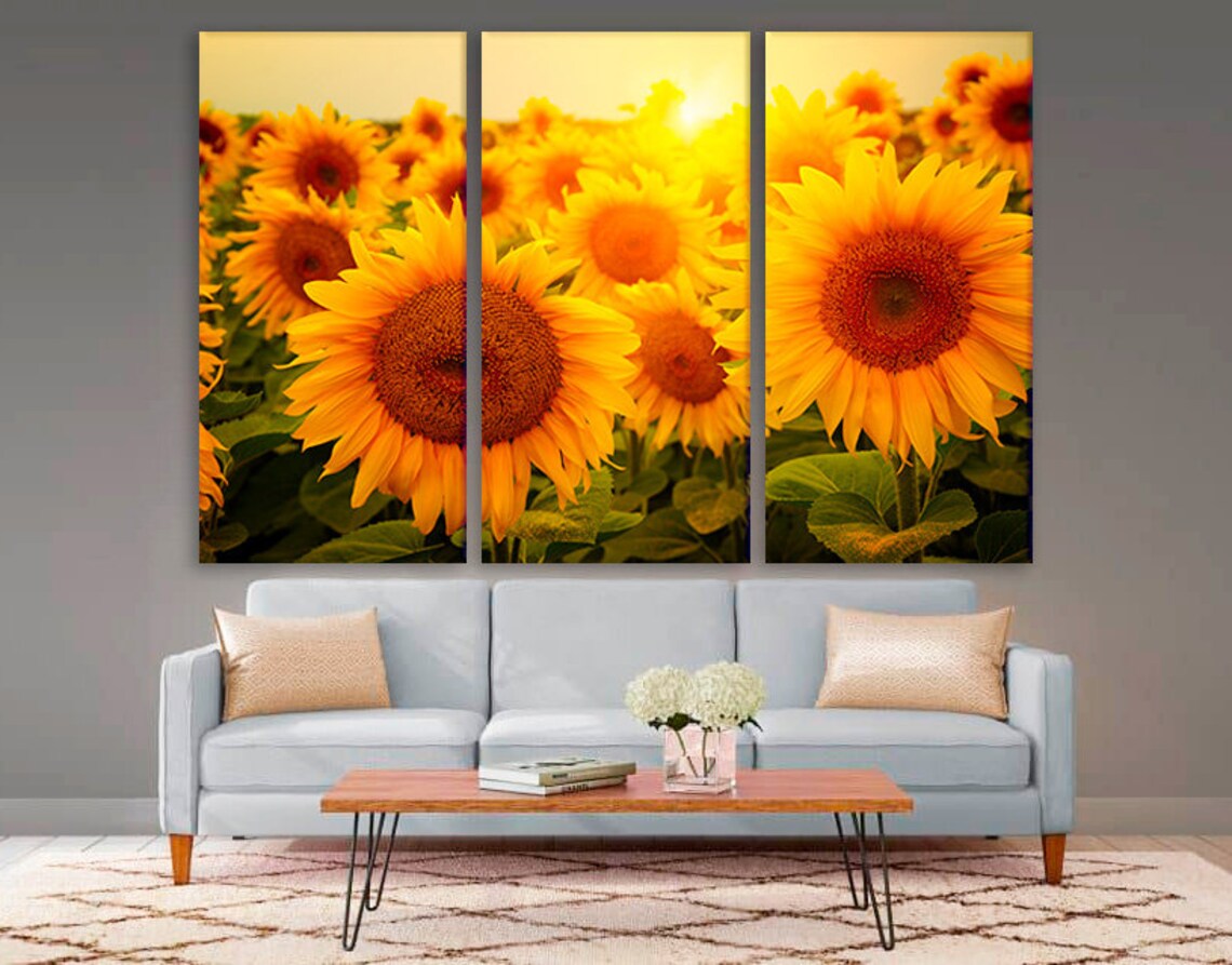 Sunflower Wall Decor Sunflower Canvas Sunflower Decor Etsy