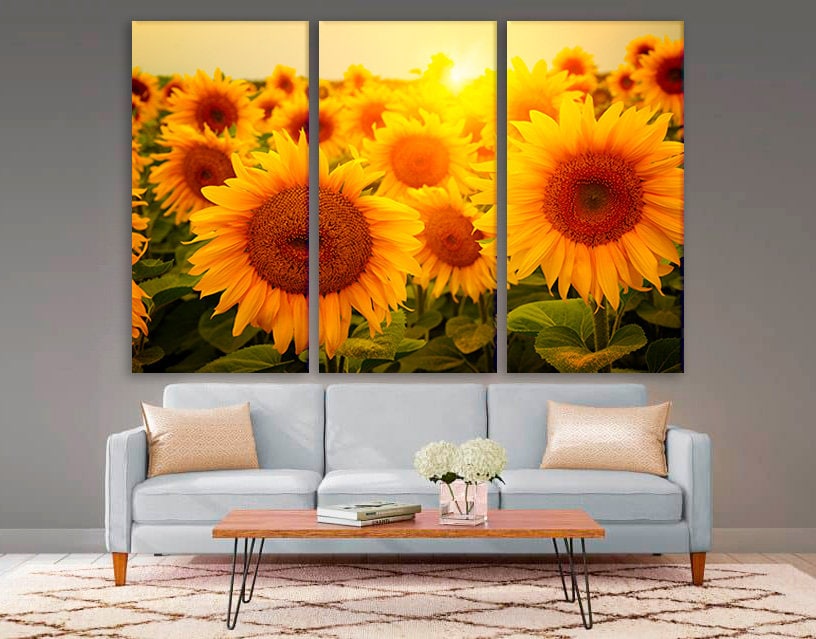 Sunflower Wall Decor Sunflower Canvas Sunflower Decor | Etsy