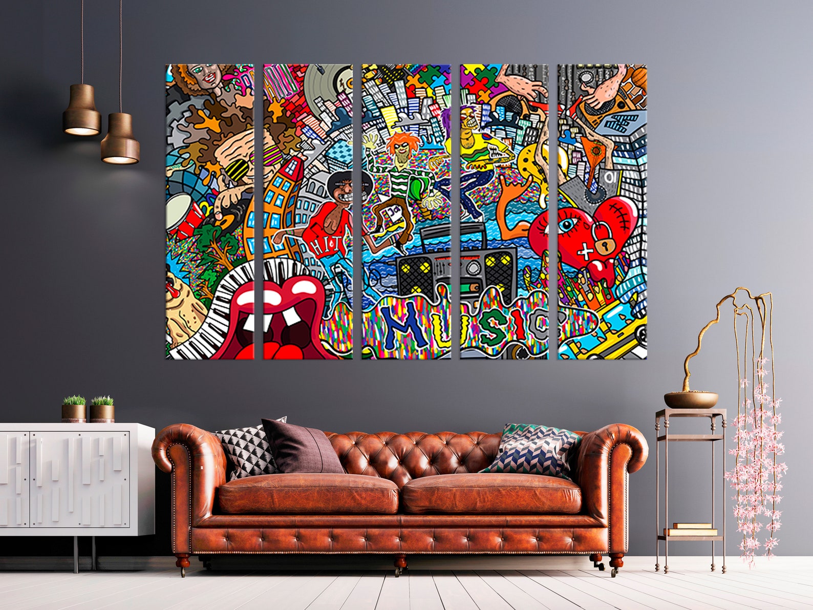 Music Collage Canvas Wall Art Modern Art Canvas Gift Brick Etsy