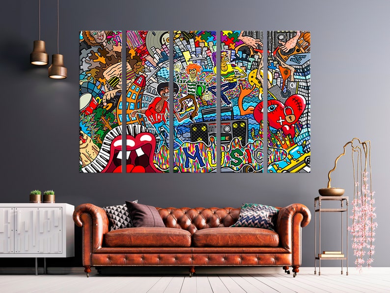 Music Collage Canvas Wall Art Modern Art Canvas Gift Brick | Etsy