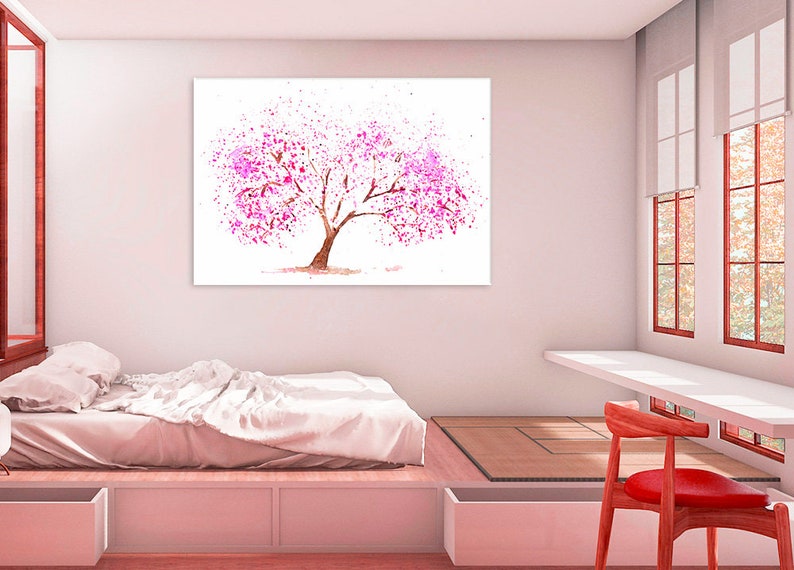 Cherry Tree poster, Nature decoration, Wall art print, Landscape poster, Art print, Cherry Tree canvas, Tree print, Cherry Tree Blossom, Art image 5