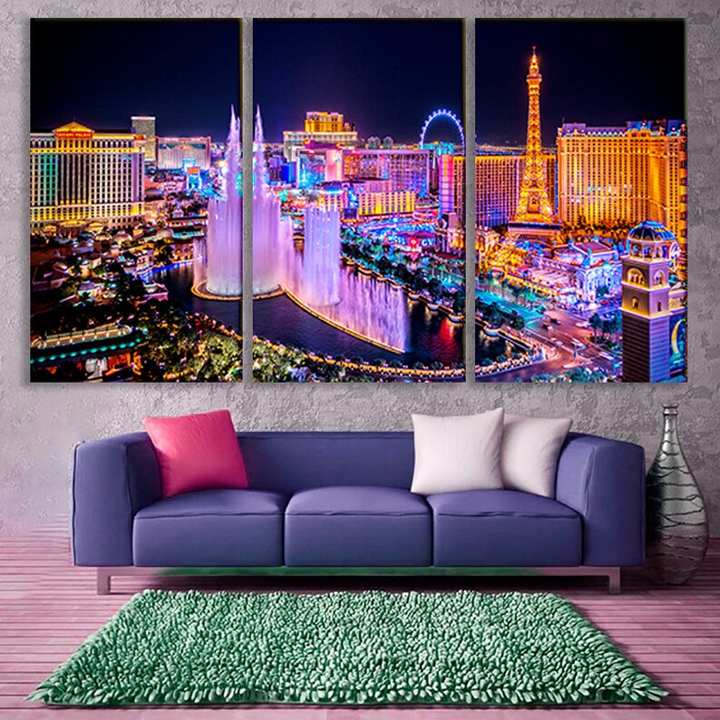 Las Vegas Canvas Canvas Set of Bellagio Fountain Las Vegas Etsy