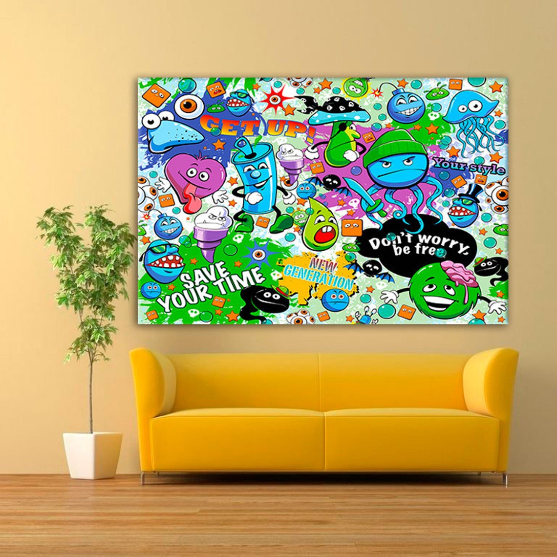 Graffiti Canvas Set Fanny Poster Kids Room Wall Art Large Etsy