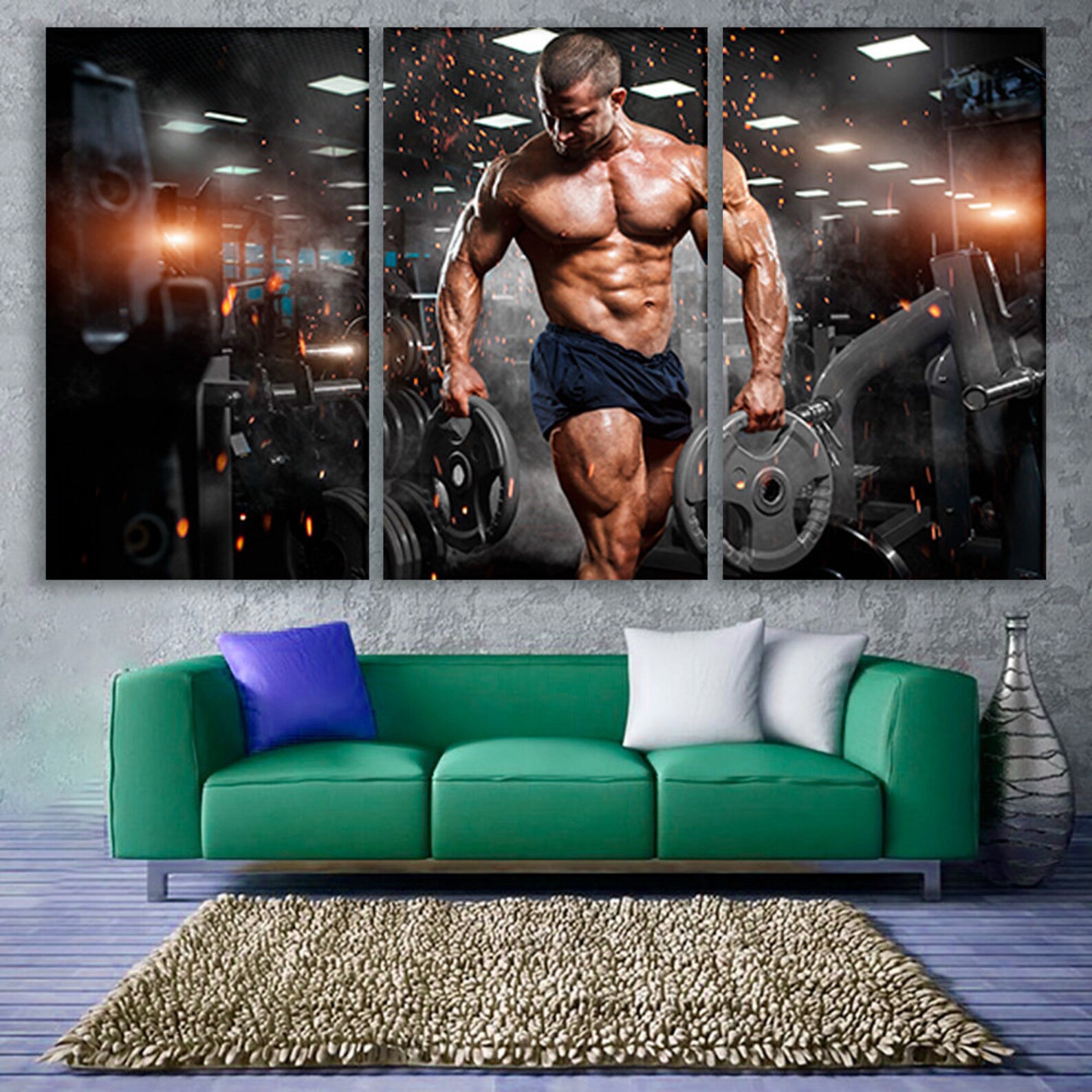 Gym Wall Art Gym Canvas Gym Wall Decor Canvas Set of Gym Gym Etsy