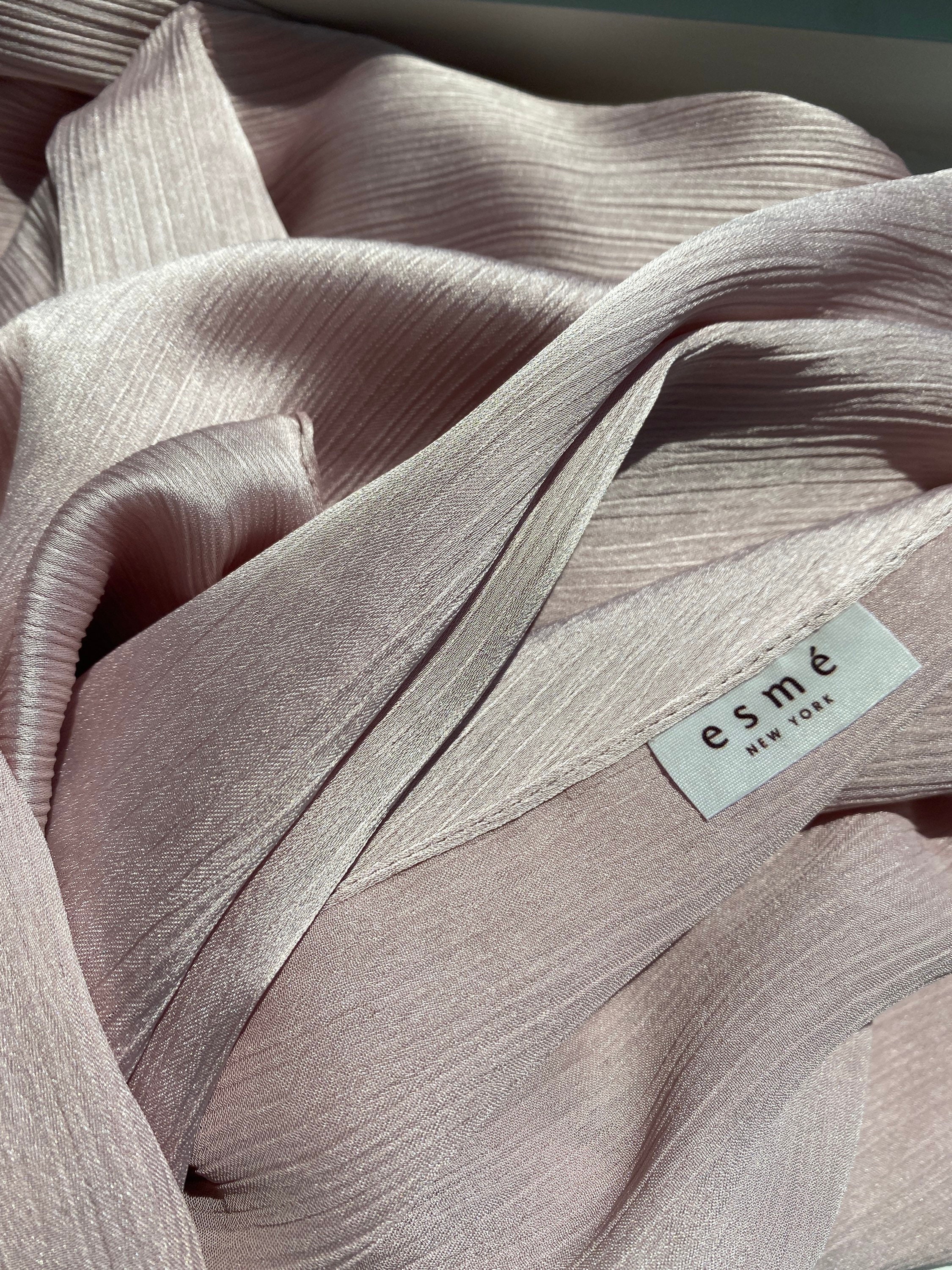 Macaboom Sale 100% Silk Baby Blush Pink with Grey Element Scarf 180cm*90cm Elegant Gift Designer Gift for Her