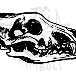 Gray Wolf Skull | Personal License | Hand Drawn Art | SVG | PNG | DXF | Clipart | Vinyl | Cut File | Digital | Printable | Animals