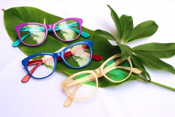 Blue Optical Frame Glasses Wayfarer Glasses Women Glasses Colorful Glasses Etsy