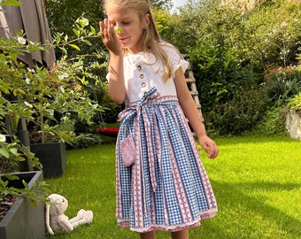 Children's dirndl size 110, handmade upcycling unique piece consisting of dress and apron with dangling bag