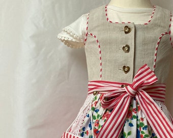 Children's dirndl, size 92 consisting of dress, apron and dangle bag