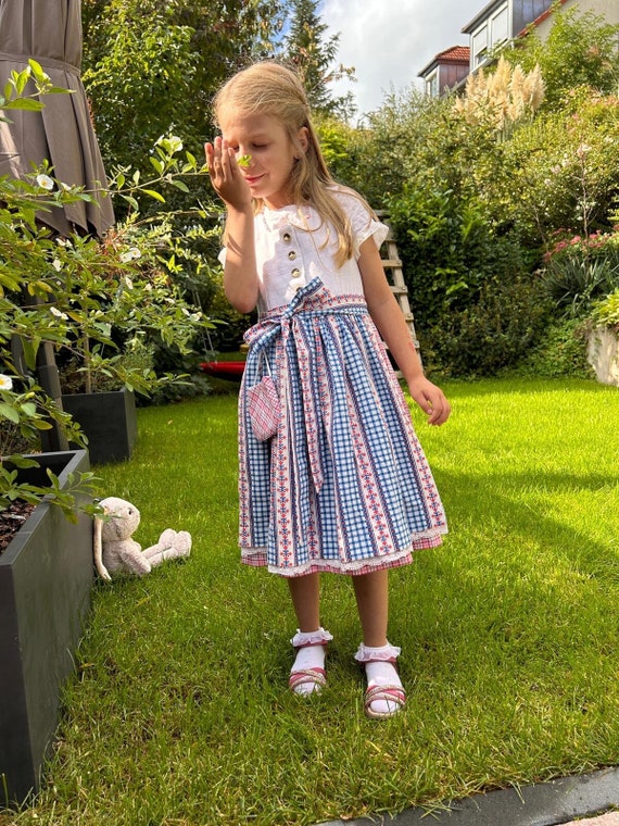 Children s Dirndl Size 110 Handmade Upcycling Unique Piece Consisting of Dress and Apron With Dangling Bag Etsy Canada