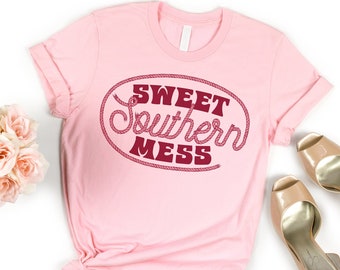 Sweet Southern Mess Unisex Tee, Cute Country Style Concert Southern Graphic Tee