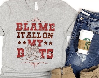 Blame It All On My Roots Unisex Tee, Cute Country Style Concert Southern Graphic Tee