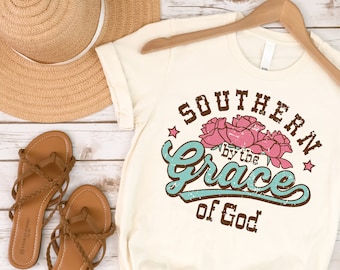 Southern By The Grace Of God Unisex Tee, Cute Country Style Concert Southern Graphic Tee
