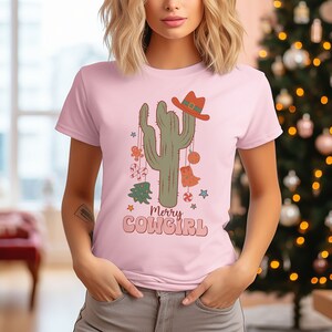 Merry Cowgirl Unisex Tee, Holiday Apparel, Country Shirt, Christmas Country T-Shirt, Western Christmas Shirt