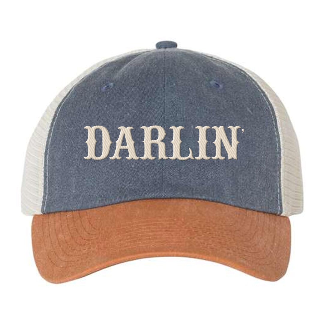 Darlin' Embroidered Trucker Cap, Pigment Dyed Hat, Cute Country Western ...