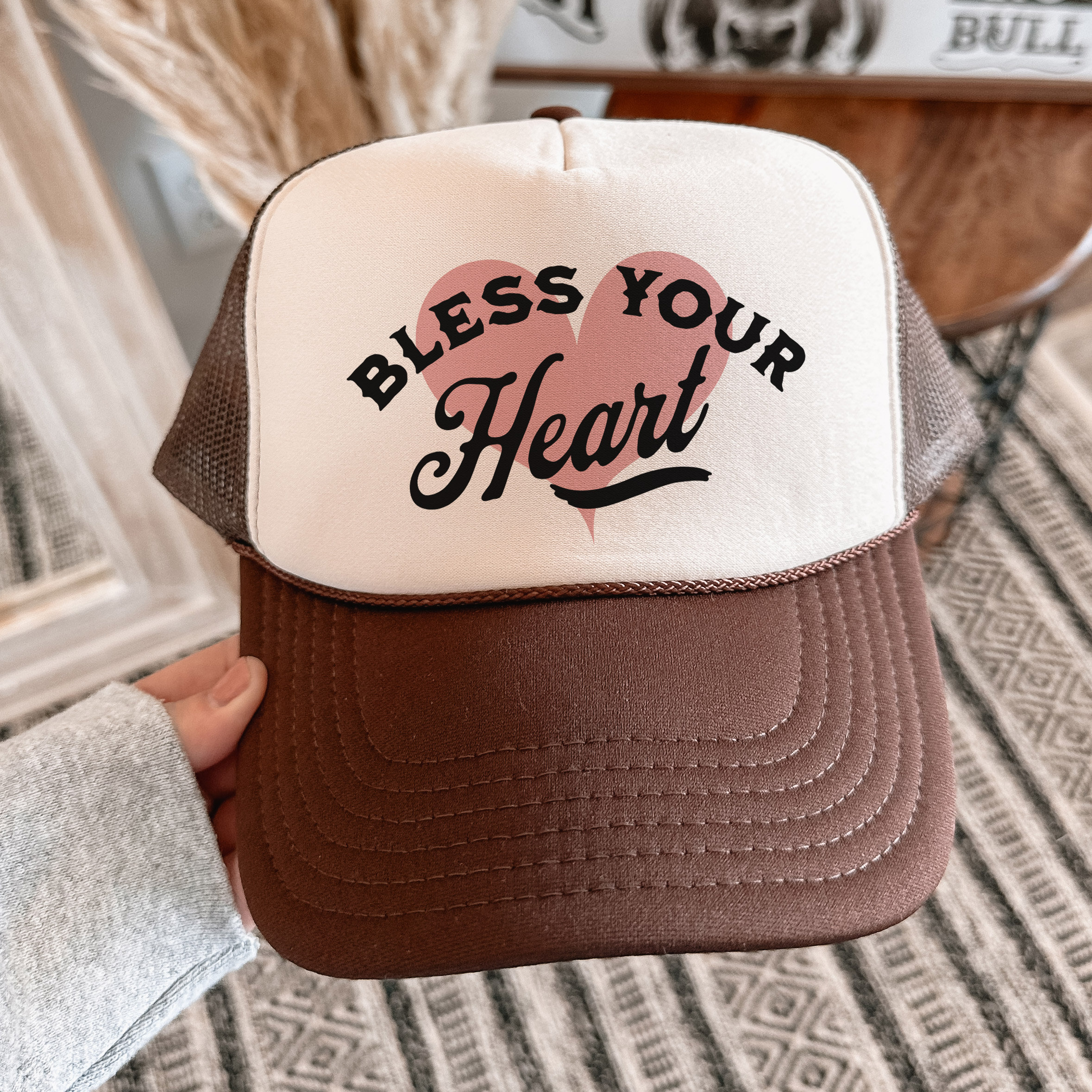 New Custom Designed Brown Distressed Baseball Cap with Gold Beaded Heart Amazon.com: Love Heart Embroidery Distressed Baseball Cap  main image 4