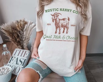 Goat Milk & Cheese Vintage Farm Sign Comfort Colors Unisex Tee - Retro Country Farm Graphic Shirt, Cute Southern Style Tee for Women and Men