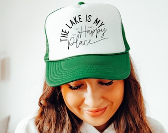 Lake Is My Happy Place Trucker Cap, Cute Trucker Hat, Lake Day Trucker Hat, Women's Trucker Hat, Funny Trucker Hat