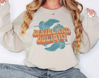 Dixieland Delight Unisex Crewneck Sweatshirt, Country Music Concert Pullover Graphic Sweatshirt