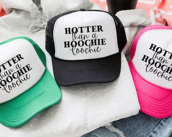 Hotter Than A Hoochie Trucker Cap, Cute Trucker Hat, Cowgirl Truck Hat, Women's Trucker Hat