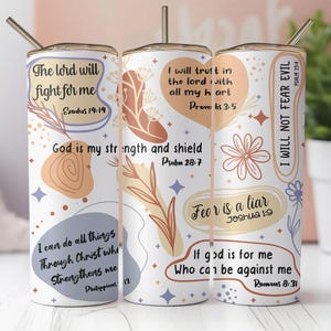 Christian Affirmations Skinny Tumbler 20oz Travel Coffee with Lid and Straw Stainless Steel Insulated Hot or Cold, Cute Tumbler