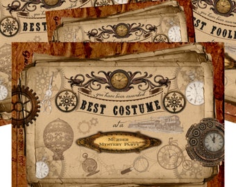 Steampunk Awards for a Murder Mystery Party - Steampunk Party Awards - Award Certificates - Murder Mystery Party Awards