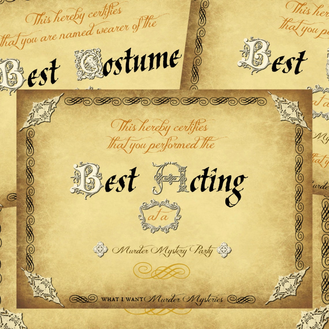 Murder Mystery Award Certificates Printable Download 4 Pack - Awards ...