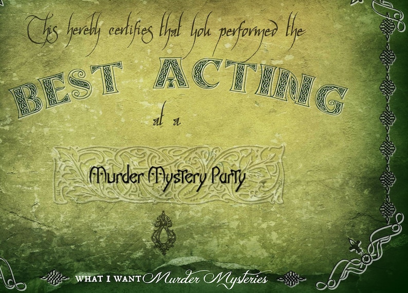 Murder Mystery Party Award Certificates I Elvish Murder Mystery Party ...
