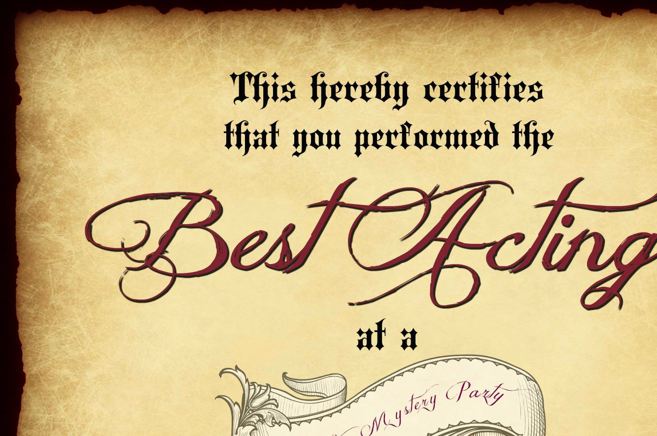 Murder Mystery Award Certificates I Old World Style Award Certificates ...