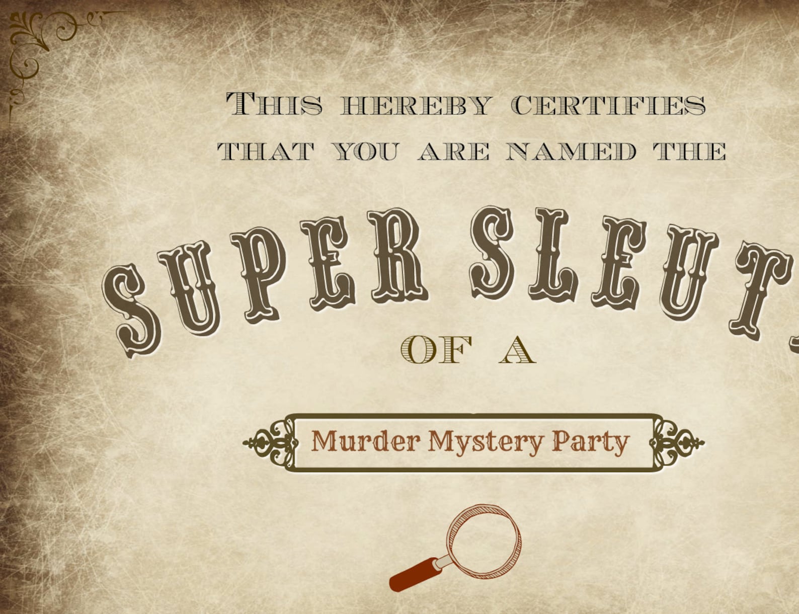 Murder Mystery Party Award Certificates I Western Murder Mystery Party