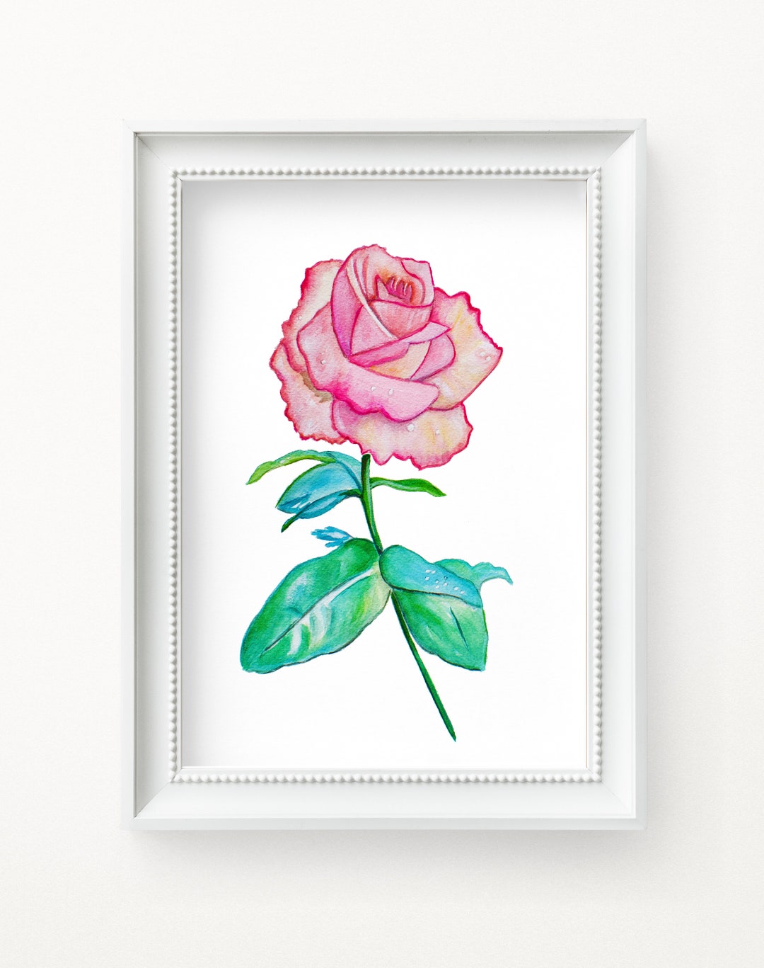 Pink Rose Watercolor Art Print: Floral Wall Decor, Rose Painting - Etsy