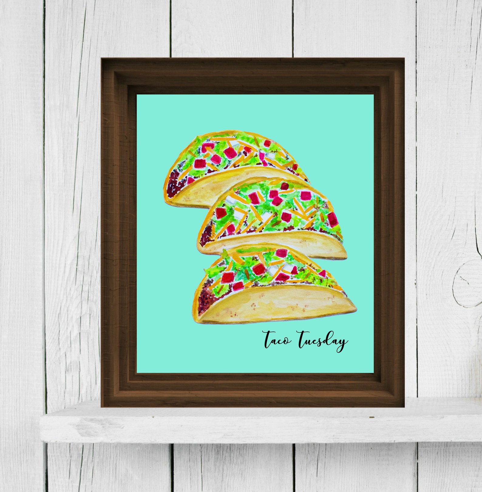 TACOS WATERCOLOR Art Print Mexican Food Wall Art Tacos Etsy